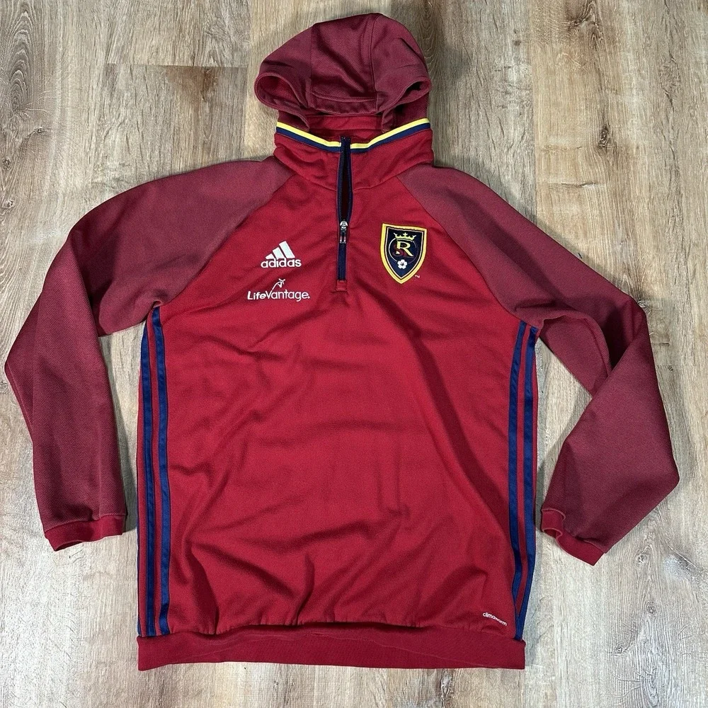 Adidas 2015 MLS Real Salt Lake Soccer Medium 1/4 Zip Training Hoodie Sweatshirt